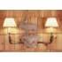 Meyda Tiffany Moose 20" Wide 2 Light Double Sconce with Leather Shade Antique Copper