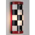 Meyda Tiffany Metro 5" Wide ADA Compliant Single Light Wall Washer Black / White Check with Red Stripe