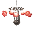 Meyda Tiffany Pink/White Tiffany Pond Lily 7 Light 24" Wide Chandelier Mahogany Bronze