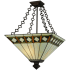 Meyda Tiffany Diamond Band Mission 3 Light 24" Wide Semi-Flush Ceiling Fixture Mahogany Bronze