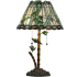 Meyda Tiffany Loro Paraiso Trpoical Hand-Crafted Table Lamp with Stained Glass Shade, Bamboo, and Parrot Mahogany Bronze