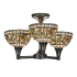 Meyda Tiffany Tiffany Turning Leaf 3 Light 22" Wide Semi-Flush Ceiling Fixture Craftsman Brown