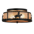 Meyda Tiffany Cowboy and Steer 2 Light 16" Wide Semi-Flush Drum Ceiling Fixture - Textured Black Finish Textured Black