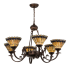 Meyda Tiffany Tiffany Jeweled Peacock 6 Light 34" Wide Chandelier Mahogany Bronze