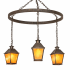 Meyda Tiffany Stafford 3 Light 48" Wide Multi Light Pendant with Amber Mica Shades Gilded Tobacco