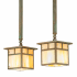 Meyda Tiffany Hyde Park 2 Light 20" Wide Linear Pendant with Iridescent Glass Shades Verdigris