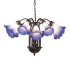 Meyda Tiffany Blue/White Tiffany 12 Light 24" Wide Chandelier Mahogany Bronze