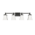 Millennium Lighting Sonorra 4 Light 33" Wide Vanity Light with Frosted Glass Shades Matte Black