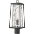 Millennium Lighting Dutton 21" Tall Post Light with Water Glass Shade Powder Coated Black