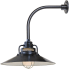 Millennium Lighting RLM 1 Light Outdoor Wall Sconce with 18" Wide Railroad Shade and 13" Gooseneck Stem Satin Black