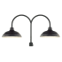 Millennium Lighting RLM 2 Light Post Light with 17" Warehouse Shade and Double Post Adapter Satin Black
