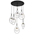 Minka Lavery Cody 6 Light 28" Wide Pendant with Clear Water Glass Coal / Soft Brass