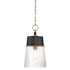 Minka Lavery Stamford 9" Wide Mini Pendant with Ribbed Glass Shade Dark Matte Black / Legacy Brass