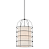 Minka Lavery Gateway Park 4 Light 14" Wide Cage Pendant with Oatmeal Linen Shade Coal