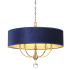 Minka Lavery Van Noord 5 Light 26" Wide Pendant with Blue Velvet Shade Oxidized Aged Brass