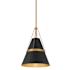 Minka Lavery Springfield 12" Wide Pendant with Steel Shade Dark Matte Black / Legacy Brass