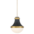 Minka Lavery Purelight 17" Wide Pendant with Etched Opal Glass Shade Dark Matte Black / Legacy Brass