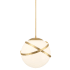 Minka Lavery Batignolles 14" Wide Pendant with White Glass Shade Spring Gold Leaf
