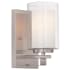 Minka Lavery Parsons Studio 9" Tall Vantage Bathroom Sconce with Clear / Etched White Glass Shades Brushed Nickel