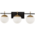 Minka Lighting Alluria 3 Light 24" Wide Bathroom Vanity Light with Etched Opal Glass Shades Weathered Black / Autumn Gold