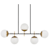 Minka Lighting Alluria 5 Light 36" Wide Linear Chandelier with Etched Opal Glass Shades Weathered Black / Autumn Gold