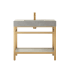 Miseno Funes 36" Free Standing Single Basin Vanity Set with Cabinet and Stone Vanity Top Brushed Gold / Gray