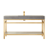 Miseno Funes 60" Free Standing Single Basin Vanity Set with Cabinet and Stone Vanity Top Brushed Gold / Gray