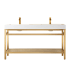 Miseno Ablitas 60" Free Standing Double Basin Vanity Set with Cabinet and Stone Composite Vanity Top Brushed Gold / White