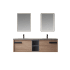 Miseno Carcastillo 72" Wall Mounted Double Basin Vanity Set with Cabinet, Stone Vanity Top and Matching Mirrors North American Oak