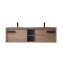 Miseno Carcastillo 72" Wall Mounted Double Basin Vanity Set with Cabinet and Stone Vanity Top North American Oak