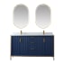 Miseno Granada 60" Free Standing Double Basin Vanity Set with Cabinet, Stone Composite Vanity Top and Matching Mirrors Royal Blue