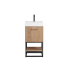 Miseno Alistair 18" Free Standing Single Basin Vanity Set with Cabinet and Ceramic Vanity Top with USB Port and Electrical Outlet North American Oak