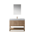 Miseno Alistair 42" Free Standing Single Basin Vanity Set with Cabinet and Stone Vanity Top with USB Port and Electrical Outlet and Matching Mirror North American Oak