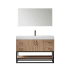 Miseno Alistair 48" Free Standing Single Basin Vanity Set with Cabinet and Stone Vanity Top with USB Port and Electrical Outlet and Matching Mirror North American Oak