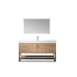 Miseno Alistair 60" Free Standing Single Basin Vanity Set with Cabinet and Stone Vanity Top with USB Port and Electrical Outlet and Matching Mirror North American Oak