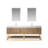 Miseno Alistair 84" Free Standing Double Basin Vanity Set with Cabinet and Stone Vanity Top with USB Port and Electrical Outlet and Matching Mirrors North American Oak