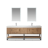 Miseno Alistair 84" Free Standing Double Basin Vanity Set with Cabinet and Stone Vanity Top with USB Port and Electrical Outlet and Matching Mirrors North American Oak