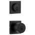 Miseno Quattro Single Cylinder Keyed Entry Door Knob Set and Lorton Deadbolt Combo with Square Rose Matte Black