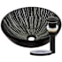 Miseno Circular 16-1/2" Tempered Glass Vessel Bathroom Sink Flat Black Drain