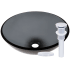 Miseno Circular 16-1/2" Tempered Glass Vessel Bathroom Sink Polished Chrome Drain