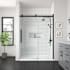 Miseno Bel 81-1/2" High x 60" Wide Sliding Frameless Shower Door with Clear Glass - Includes Base Black