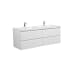 Miseno Aurora 60" Wall Mounted Double Basin Vanity Set with Cabinet and Acrylic Vanity Top Glossy Polar White