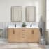 Miseno San 72" Free Standing Double Basin Vanity Set with Cabinet, Composite Stone Vanity Top and Mirror Fir Wood Brown / White Grain