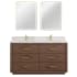 Miseno Porto 60" Free Standing Double Basin Vanity Set with Cabinet, Quartz Vanity Top, and Framed Mirrors Aged Dark Brown Oak / Fish Maw White