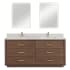 Miseno Porto 72" Free Standing Double Basin Vanity Set with Cabinet, Quartz Vanity Top, and Framed Mirrors Aged Dark Brown Oak / Fish Maw White