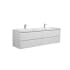 Miseno Aurora 72" Wall Mounted Double Basin Vanity Set with Cabinet and Acrylic Vanity Top Glossy Polar White