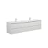 Miseno Aurora 84" Wall Mounted Double Basin Vanity Set with Cabinet and Acrylic Vanity Top Glossy Polar White