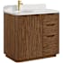 Miseno Abuja 36" Free Standing Single Basin Vanity Set with Cabinet and Stone Composite Vanity Top Oak Weathered Brown