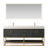 Miseno Alistair 72" Free Standing Double Basin Vanity Set with Cabinet, Composite Stone Vanity Top and Mirror North American Black Oak