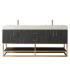 Miseno Alistair 72" Free Standing Double Basin Vanity Set with Cabinet and Composite Stone Vanity Top - No Mirror North American Black Oak